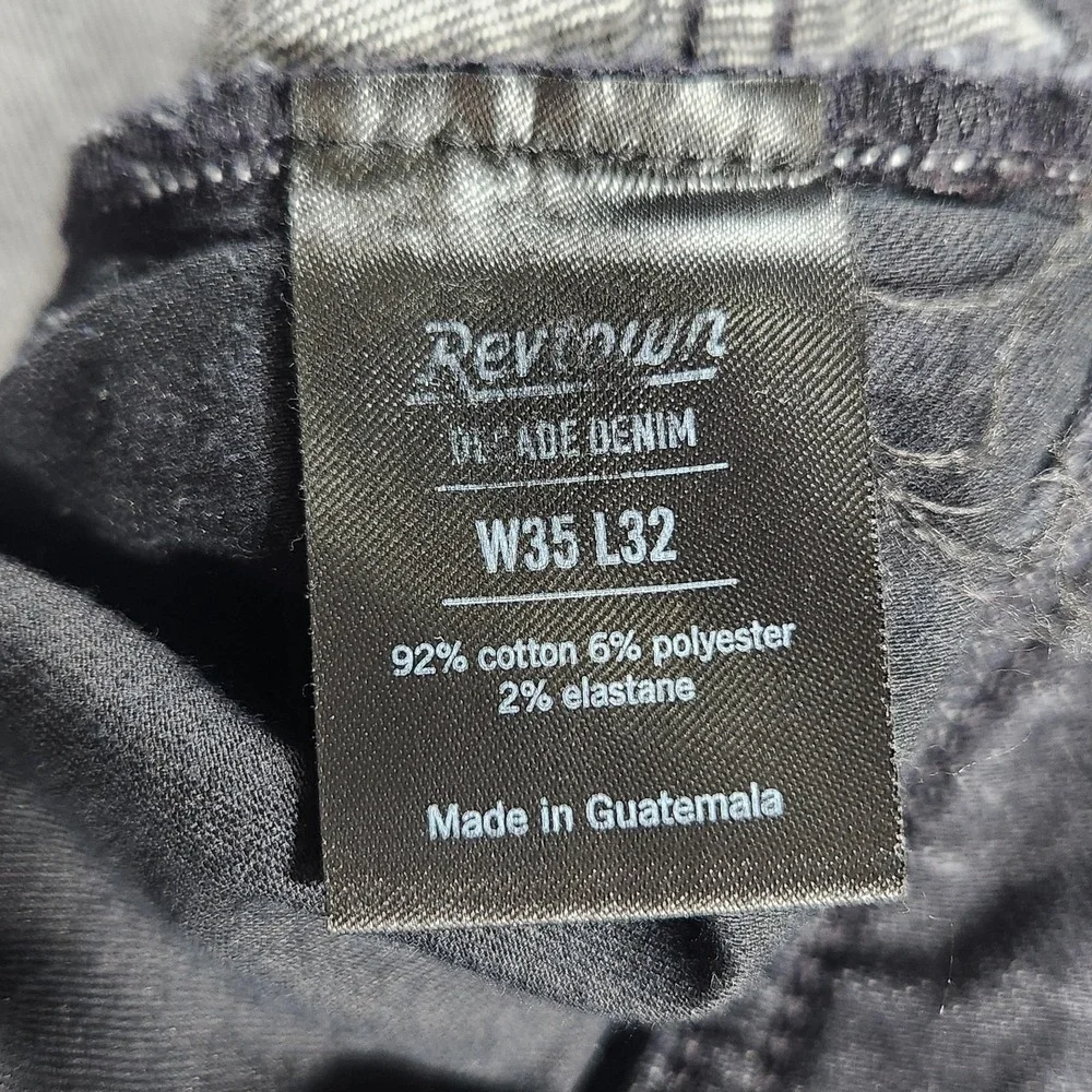 Revtown Jeans‎ Mens 35x32 Gray Sharp Slim Straight Dark Wash Stretch Denim